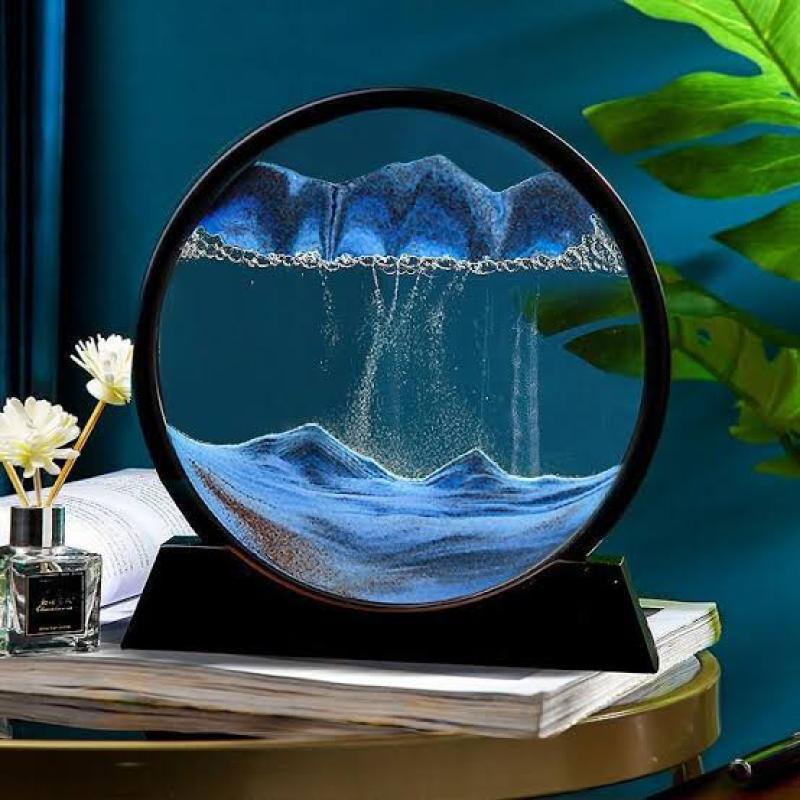 Sandscape Painting Sand Clock Moving Sand Art Hourglass Sand Timer 3D Moving Sand Mountain Lamp with Metal Stand Showpiece Home Decoration