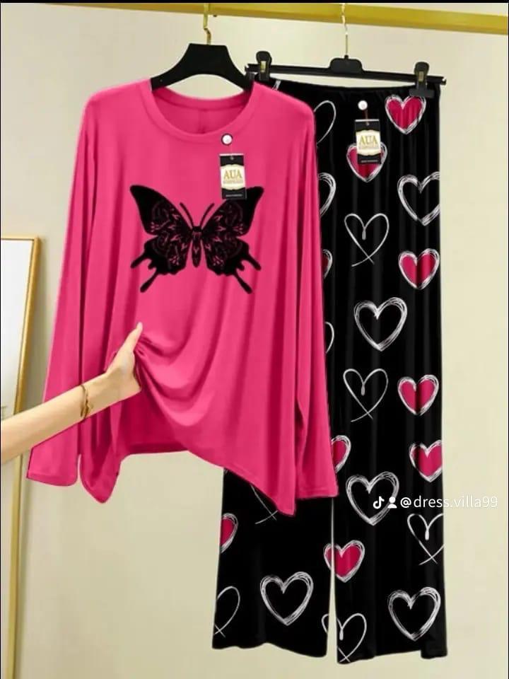 2 piece pink night suit for women