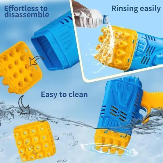 Vibrant Plastic Bubble Gun for Kids – Blue & Yellow