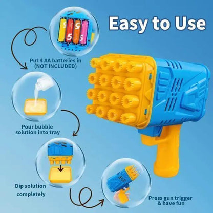 Vibrant Plastic Bubble Gun for Kids – Blue & Yellow