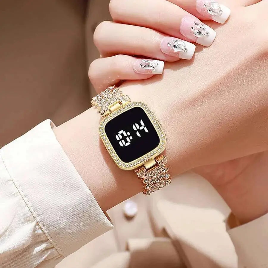 Digital Display Women's Bracelet Square Touch Watch