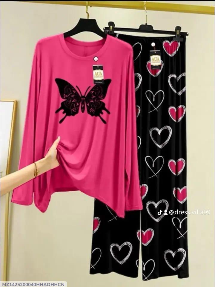 2 piece pink night suit for women