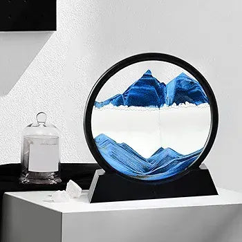 Sandscape Painting Sand Clock Moving Sand Art Hourglass Sand Timer 3D Moving Sand Mountain Lamp with Metal Stand Showpiece Home Decoration